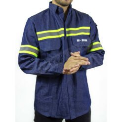 Camisa Jean Caballero manga larga Cintas Reflectiva verde