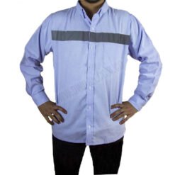Camisa Oxford para Caballero manga larga Cinta Reflectiva Gris